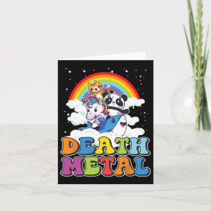 Retro Death Metal Cat Rainbow Unicorn Funny Heavy Card