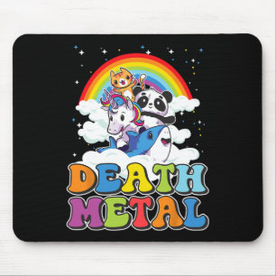 Retro Death Metal Cat Rainbow Unicorn Funny Heavy  Mouse Pad