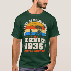 Retro December 1936 86 Year Old Fishing Lover 86th T-Shirt