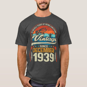 Retro December 1939 83 Year Old Fishing Lover 83rd T-Shirt