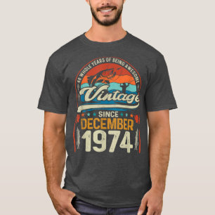 Retro December 1974 48 Year Old Fishing Lover 48th T-Shirt