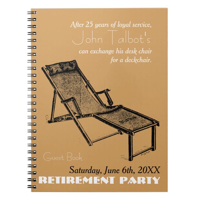 Retro Deckchair Retirement Party NoteBook 1 (Front)