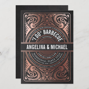 Retro Deco I Do BBQ Invitations Rose Gold Foil