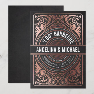 Retro Deco I Do BBQ Invitations Rose Gold Foil