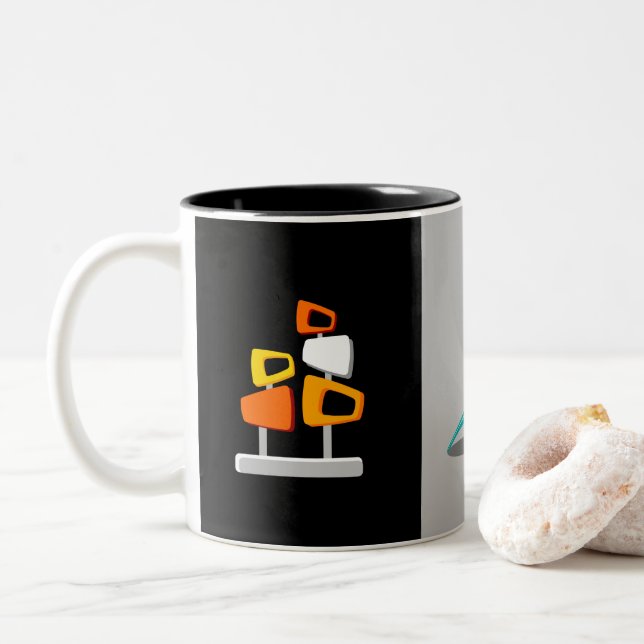 Retro Decor Two-Tone Coffee Mug (With Donut)