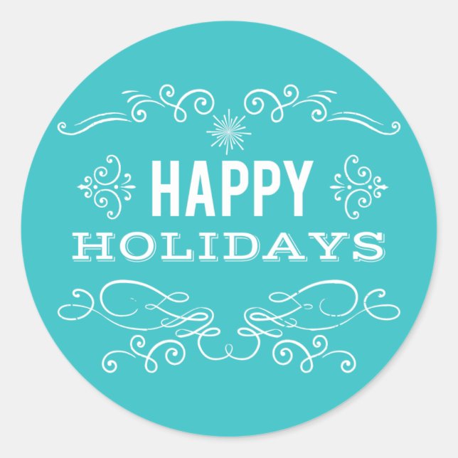 Retro Decorative Happy Holidays Sticker (Front)