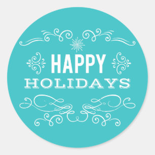 Retro Decorative Happy Holidays Sticker