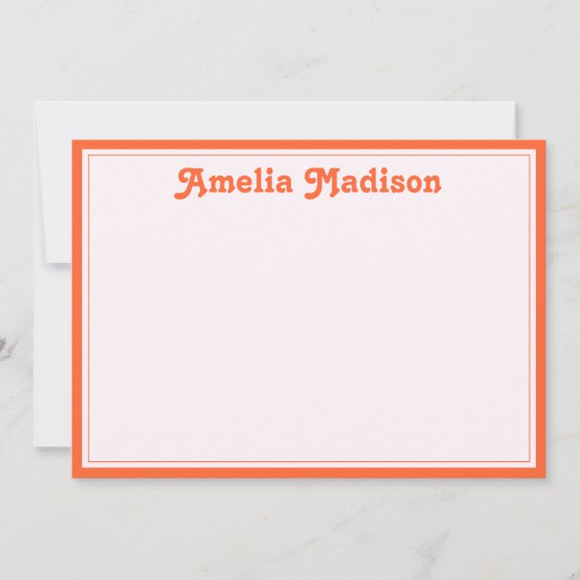 Retro Decorative Minimalist Pink Orange Card (Front)