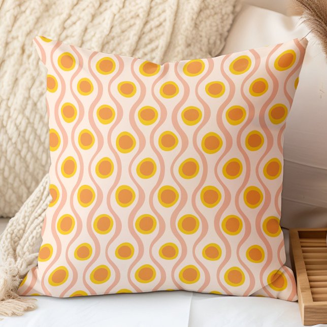 Retro Decorative Pattern Pink Orange Yellow Cushion (Creator Uploaded)