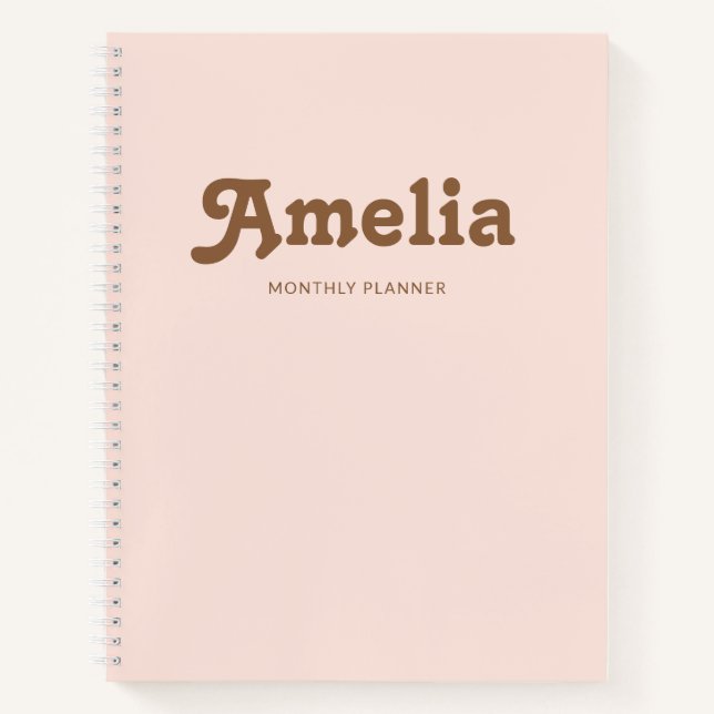 Retro Decorative Simple Blush Pink Orange Notebook (Front)