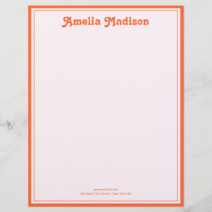 Retro Decorative Simple Pink Orange Custom Letterhead