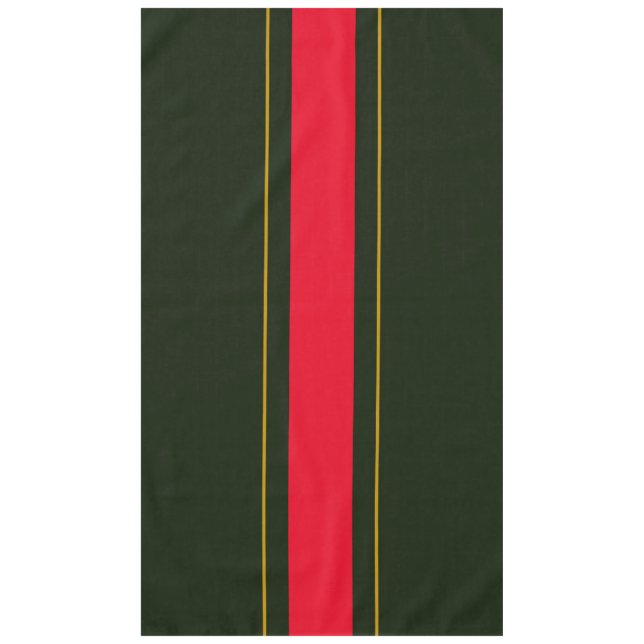 Retro Deep Forest Green Red Brown Racing Stripes Tablecloth (Front)