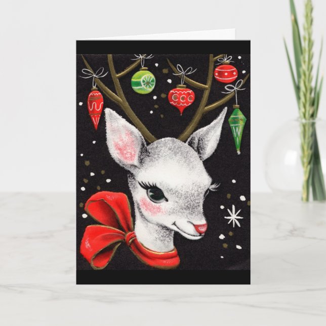 Retro Deer Christmas Card (Front)