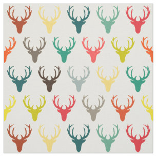 retro deer heads simple cream fabric