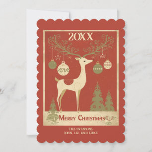 Retro Deer Scandinavian Style  Holiday Card