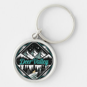 Retro Deer Valley Ski Key Ring