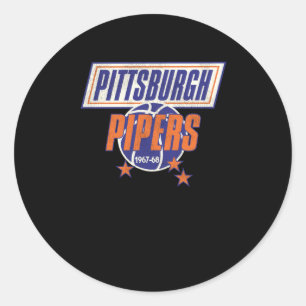Retro Defunct Pittsburgh Pipers Basketball Classic Round Sticker
