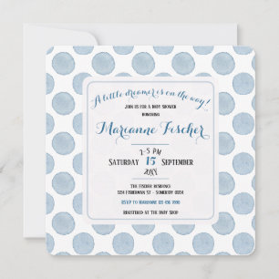 Retro Delft Blue Polka Dots Baby Shower Invitation