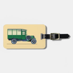 Retro delivery truck luggage tag