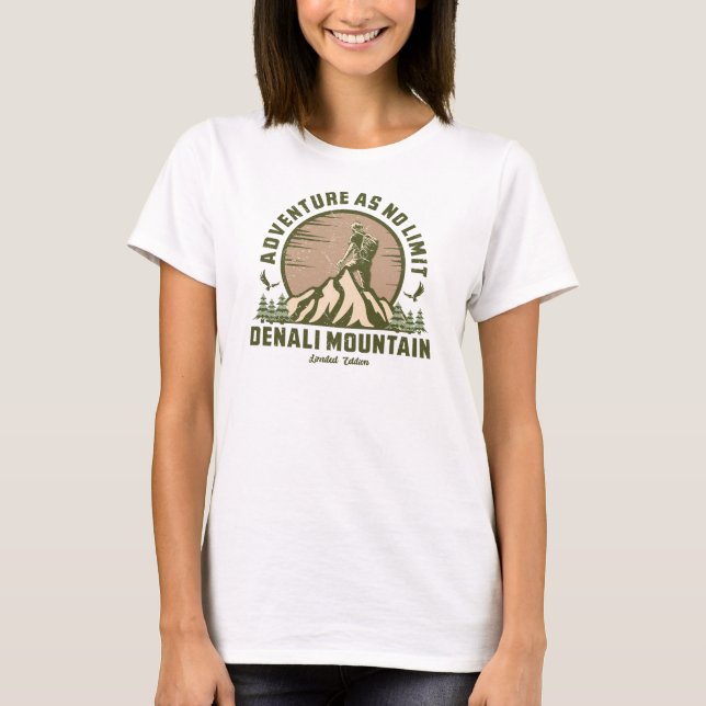 Retro Denali Mountain Hike Sunset T-Shirt (Front)