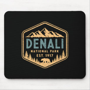 Retro Denali National Park Mountains Nature Vintag Mouse Pad