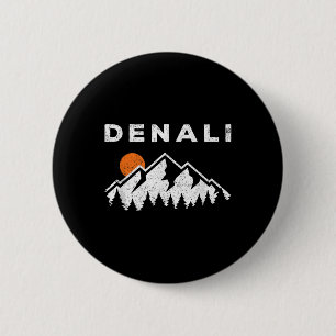 Retro Denali National Park Mountains Vintage Alask 6 Cm Round Badge