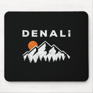 Retro Denali National Park Mountains Vintage Alask Mouse Pad