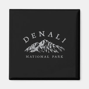 Retro Denali National Park Mountains Vintage Hikin Magnet