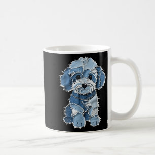 Retro Denim Dog Patch, Funny Shabby Blue Jean Pupp Coffee Mug