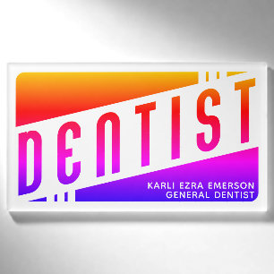 retro dentist name tag