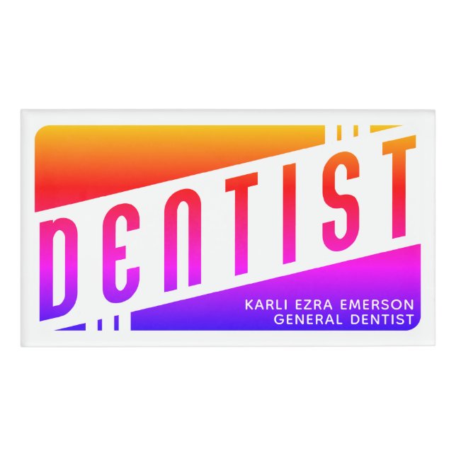 retro dentist name tag (Front)