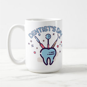 Retro Dentist’s Day, tooth and dental tools Coffee Mug