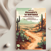 Retro Desert Cactus 1st Birthday