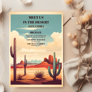 Retro Desert Cactus Landscape Wedding Invitation