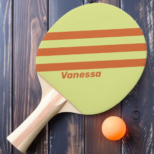 Retro Desert Cactus Three Stripes with Name Ping Pong Paddle
