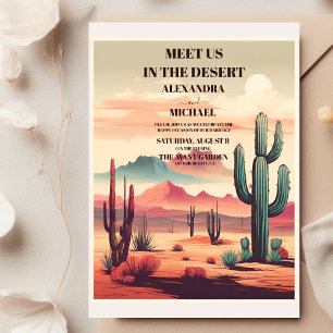 Retro Desert Cactus Wedding Invitation