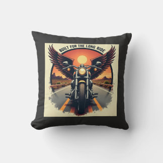 Retro Desert Highway Motorcycle Brotherhood Biker Cushion