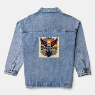 Retro Desert Highway Motorcycle Brotherhood Biker Denim Jacket