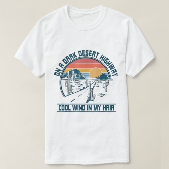 Retro Desert Highway Sunset Design T-Shirt (Design Front)