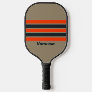 Retro Desert Meadow Across Striping with Name Pickleball Paddle