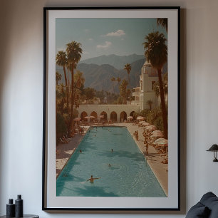Retro Desert Oasis: Palm Springs Poolside Bliss Poster