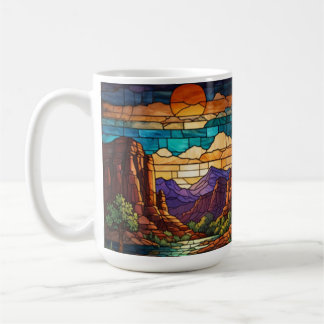 Retro desert scene Sedona mountains stainglass art Coffee Mug