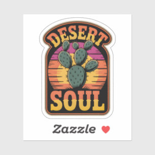 Retro Desert Soul Cactus Vintage Western Sunset