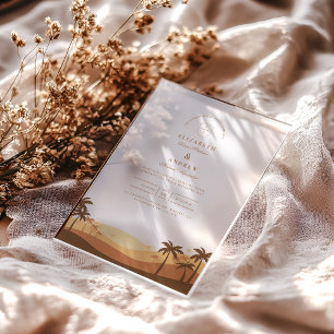 Retro Desert Sunset Wedding Acrylic Invitations