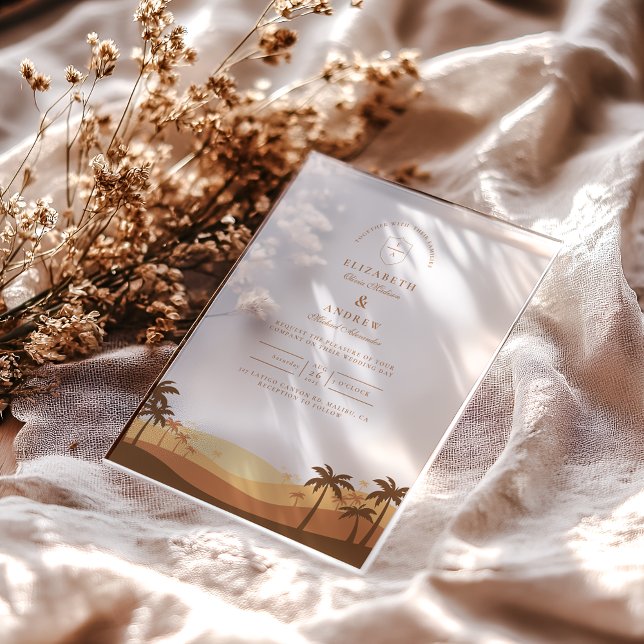 Retro Desert Sunset Wedding Acrylic Invitations (Creator Uploaded)