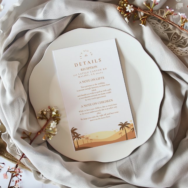 Retro Desert Sunset Wedding Enclosure Card (Creator Uploaded)