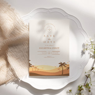Retro Desert Sunset Wedding Save The Date