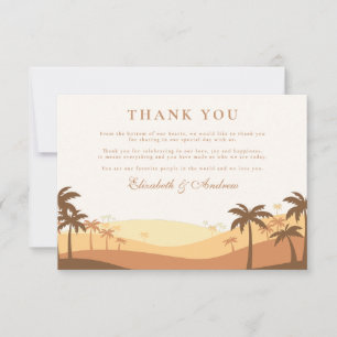 Retro Desert Sunset Wedding Thank You Card