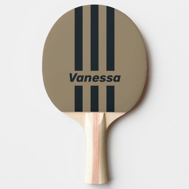 Retro Desert Three Pin Stripes with Name Ping Pong Paddle (Front)