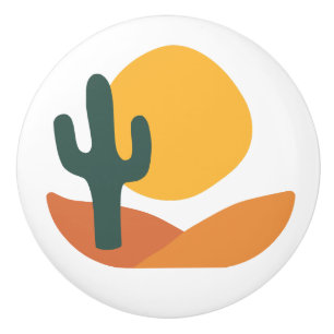 Retro Desert with Cactus Ceramic Knob